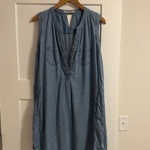 Mavi Light Blue Chambray V-Neck Tunic